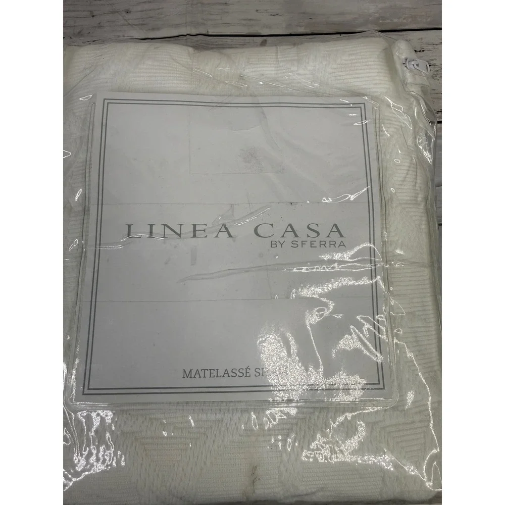 Linea Casa by Sferra King Sham Set of 2 White 100% Cotton Matelasse Portugal